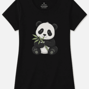 Black panda printed women t shirt